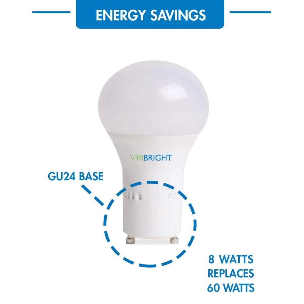 60-Watt Equivalent GU24, LED Light Bulb, Cool (Natural) White 4000K (6-Pack) by Viribright 2 60-Watt Equivalent GU24, LED Light Bulb, Cool (Natural) White 4000K (6-Pack) by Viribright - Image 2