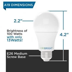 100-Watt Equivalent Soft White (2700K) A19 E26 Base LED Light Bulbs (4-Pack) by Viribright -KOHLER Sale Store viribright led light bulbs 751657 4 4f 1000