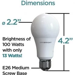 100-Watt Equivalent Daylight (6500K) A19 E26 Base LED Light Bulbs (12-Pack) by Viribright -KOHLER Sale Store viribright led light bulbs 751659 12 4f 1000