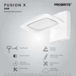 200-Watt Equivalent Integrated LED White Outdoor 5 Color Tunable Residential Wall Pack Light, 2700K to 5000K by PROBRITE -KOHLER Sale Store white probrite flood lights fsnx28 5cct wh 40 1000