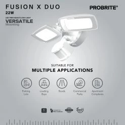 200-Watt Equivalent White Outdoor Integrated LED Flood Light, Twin Head Motion-Activated Flood Light 3000 Lumens by PROBRITE 16 200-Watt Equivalent White Outdoor Integrated LED Flood Light, Twin Head Motion-Activated Flood Light 3000 Lumens by PROBRITE -KOHLER Sale Store white probrite flood lights fsxd30 ms 4k wh 1d 1000