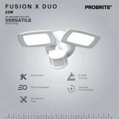 200-Watt Equivalent White Outdoor Integrated LED Flood Light, Twin Head Motion-Activated Flood Light 3000 Lumens by PROBRITE 15 200-Watt Equivalent White Outdoor Integrated LED Flood Light, Twin Head Motion-Activated Flood Light 3000 Lumens by PROBRITE -KOHLER Sale Store white probrite flood lights fsxd30 ms 4k wh 40 1000