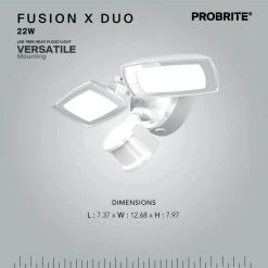 200-Watt Equivalent White Outdoor Integrated LED Flood Light, Twin Head Motion-Activated Flood Light 3000 Lumens by PROBRITE 17 200-Watt Equivalent White Outdoor Integrated LED Flood Light, Twin Head Motion-Activated Flood Light 3000 Lumens by PROBRITE -KOHLER Sale Store white probrite flood lights fsxd30 ms 4k wh 66 1000