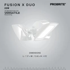 200-Watt-Equivalent White Outdoor Integrated LED Flood Light, 3000 Lumens, Twin Head Flood Light (2-Pack) by PROBRITE -KOHLER Sale Store white probrite flood lights fsxd30 pc 4k wh 2pk 66 1000