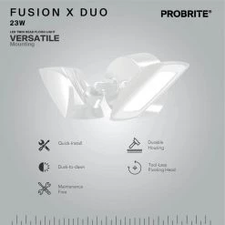 200 Watt-Equivalent White Outdoor Integrated LED Flood Light, 3000 Lumens, Twin Head Flood Light by PROBRITE -KOHLER Sale Store white probrite flood lights fsxd30 pc 4k wh 40 1000