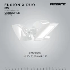 200 Watt-Equivalent White Outdoor Integrated LED Flood Light, 3000 Lumens, Twin Head Flood Light by PROBRITE -KOHLER Sale Store white probrite flood lights fsxd30 pc 4k wh 66 1000