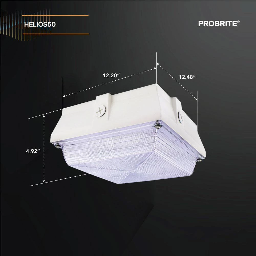 Helios 350-Watt Equivalent White Integrated Outdoor LED Light, 5200 Lumens, Ceiling/Canopy Security Lighting (2-Pack) by PROBRITE 3 Helios 350-Watt Equivalent White Integrated Outdoor LED Light, 5200 Lumens, Ceiling/Canopy Security Lighting (2-Pack) by PROBRITE - Image 3