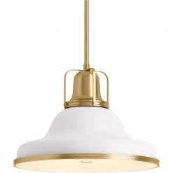 Hauksbee 3-Light White with Gold Trim XL Pendant with Metal Shade by KOHLER 7 Hauksbee 3-Light White with Gold Trim XL Pendant with Metal Shade by KOHLER -KOHLER Sale Store white with gold trim kohler chandeliers k 32290 pe03 wgl 4f 1000