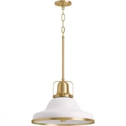 Hauksbee 3-Light White with Gold Trim XL Pendant with Metal Shade by KOHLER