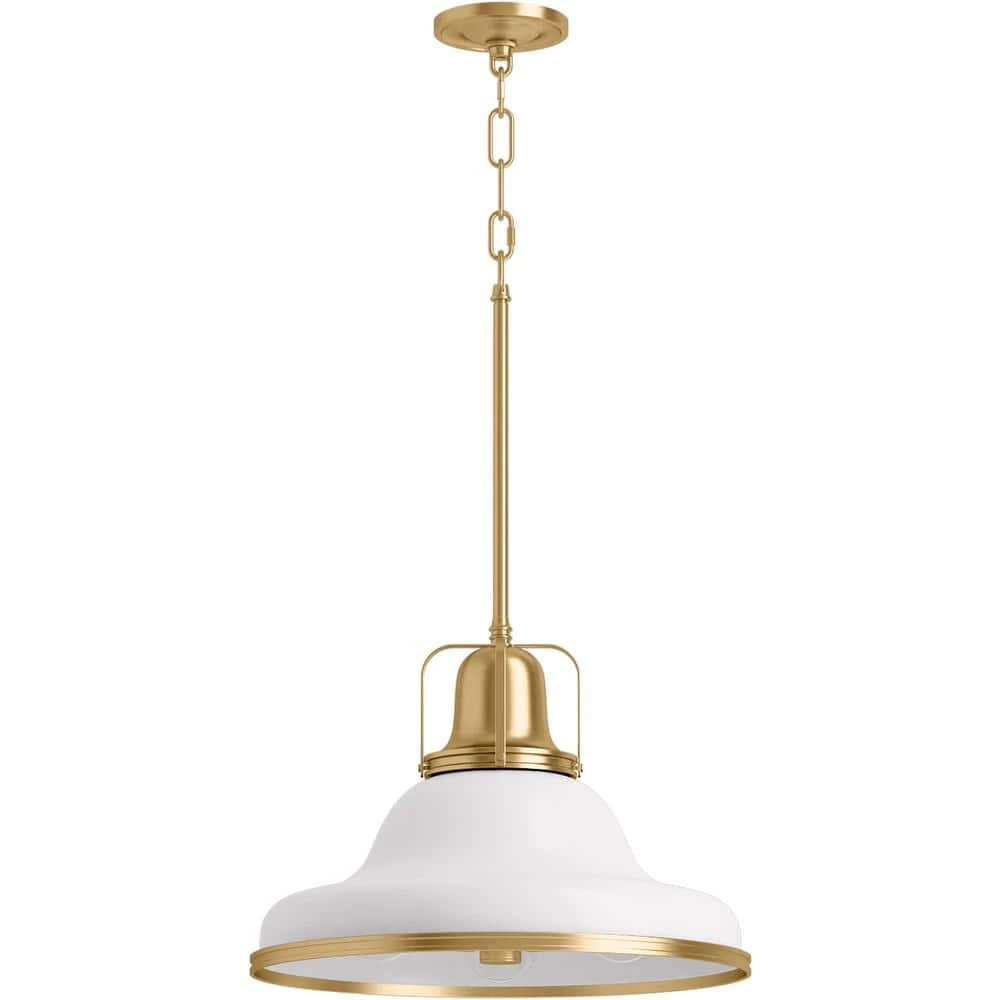Hauksbee 3-Light White with Gold Trim XL Pendant with Metal Shade by KOHLER 1 Hauksbee 3-Light White with Gold Trim XL Pendant with Metal Shade by KOHLER