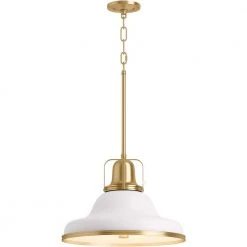 Hauksbee 3-Light White with Gold Trim XL Pendant with Metal Shade by KOHLER 6 Hauksbee 3-Light White with Gold Trim XL Pendant with Metal Shade by KOHLER -KOHLER Sale Store white with gold trim kohler chandeliers k 32290 pe03 wgl c3 1000