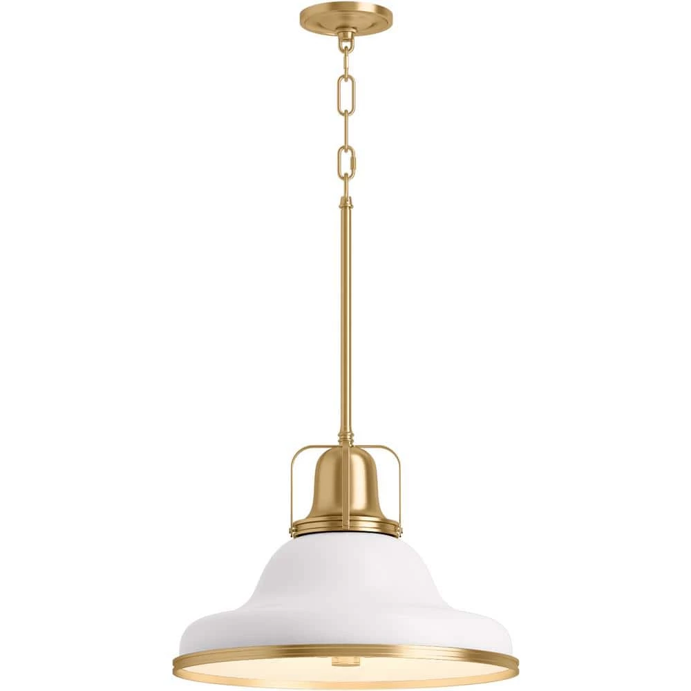 Hauksbee 3-Light White with Gold Trim XL Pendant with Metal Shade by KOHLER 3 Hauksbee 3-Light White with Gold Trim XL Pendant with Metal Shade by KOHLER - Image 3