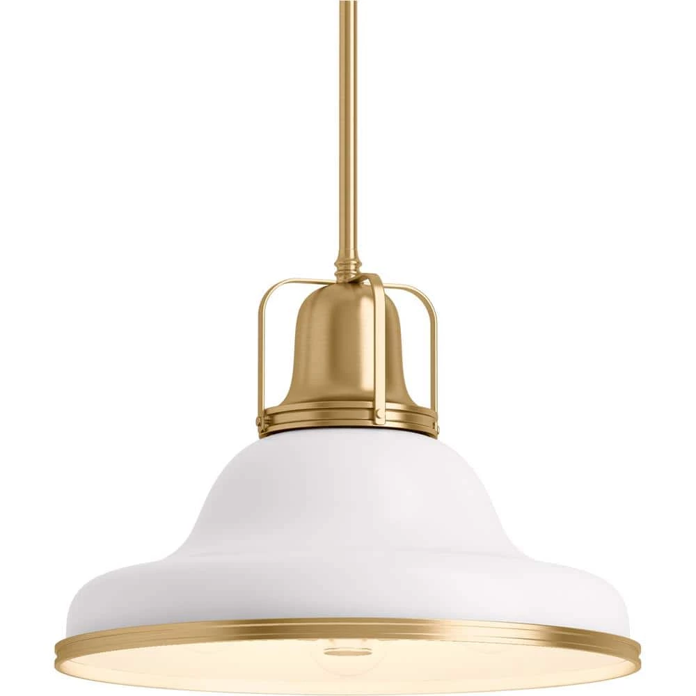 Hauksbee 3-Light White with Gold Trim XL Pendant with Metal Shade by KOHLER 2 Hauksbee 3-Light White with Gold Trim XL Pendant with Metal Shade by KOHLER - Image 2