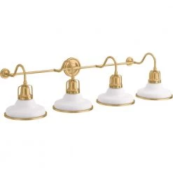 Hauksbee 4-Light 47 in. W White with Gold Trim Sconce by KOHLER